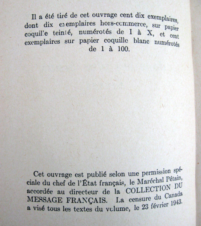 LE MESSAGE FRANCAIS de PETAIN dans ses plus beaux TEXTES  c.1943 dans Art et objets de collection  à Ouest de l’Île - Image 4