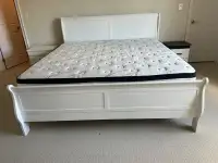 King size bed with mattress, box and nightstand
