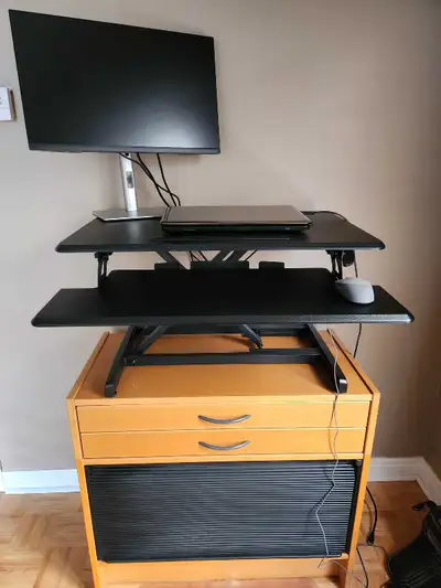Seville Classics Airlift Height Adjustable Sit Desk Converter, View more