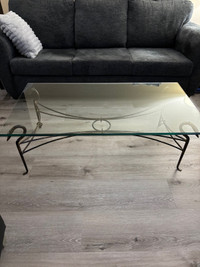 Glass and Brass Coffee Table Set - Excellent Condition