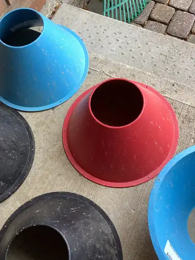 Fun IKEA storage cones in speckled variety of colours. one blue and 5 black. holes in each cone for...