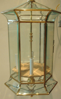 Solid Brass and bevelled glass light fixture