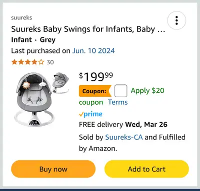 New in box! Never opened, let alone used. https://a.co/d/7p23hLm "[Baby Swing for Infants and Toddle...