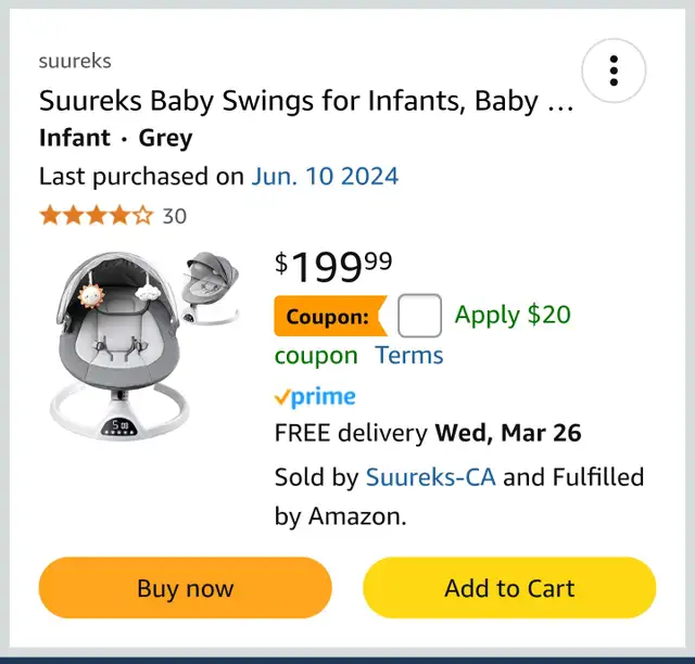 Baby Swing in Playpens, Swings & Saucers in Bedford - Image 2