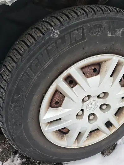 1. 225 60R17, set of Subaru rims and Michelin winter tires, $120 set. 2. 215 70R15, set of winter ti...