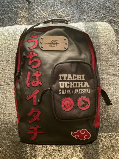 Itachi Uchiha Akatsuki themed backpack from Naruto. Great condition – no rips, zippers work perfectl...