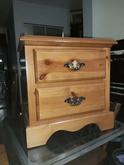MAPLE FINISHED 2 DRAWER WOOD CABINET, View more