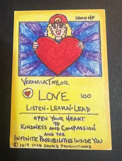 This image appears to show a custom, hand-drawn trading card featuring the signature and artwork of...