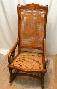 Antique Maple Lincoln Rocking Chair / Cane Seat & Back