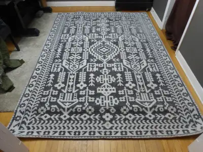 NEW Large Flatweave Southwestern Thick Grey Ivory Area Rug -7x10, View more