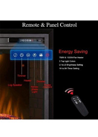 Houselux Trim, 36 Inches Electric Fireplace, Black, Remote contr