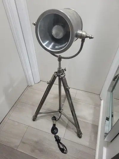 Vintage Industrial Tripod Spotlight Floor Lamp – Adjustable, View more