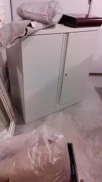 Office Cabinet, metal, grey, 2 doors, 1 shelf