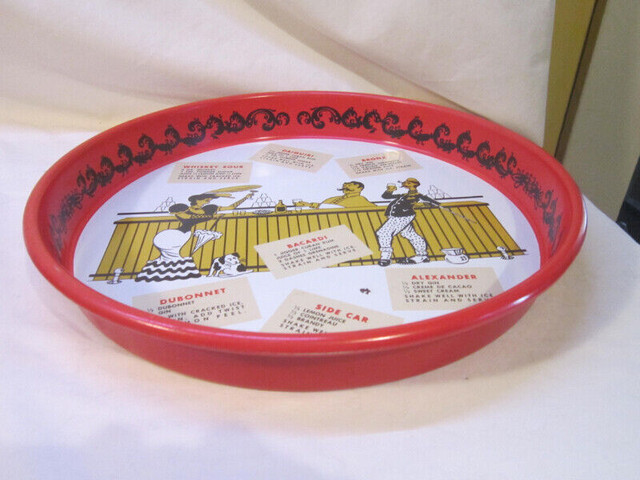 Vintage Metal Bar Tray with Recipes in Arts & Collectibles in Winnipeg - Image 4