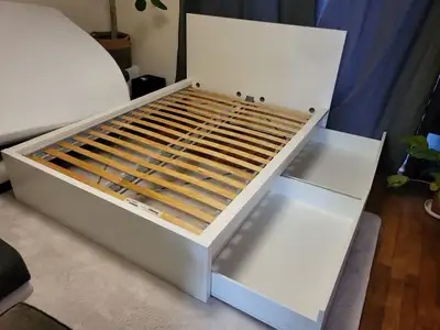 IKEA Queen bed frame with drawers, View more