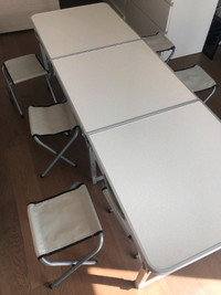 Foldable Table with 6 Chairs, Camping Table Portable