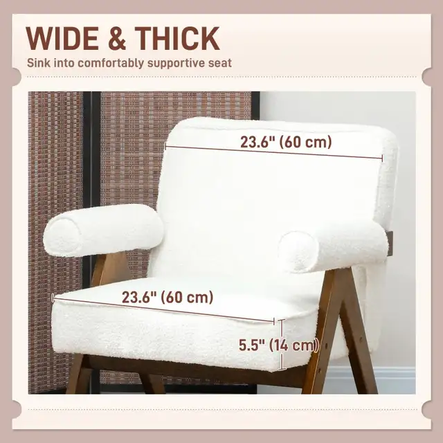 Cashmere Accent Chair Armchair with Wide Seat and Soft Padded Ar in Chairs & Recliners in Markham / York Region - Image 4