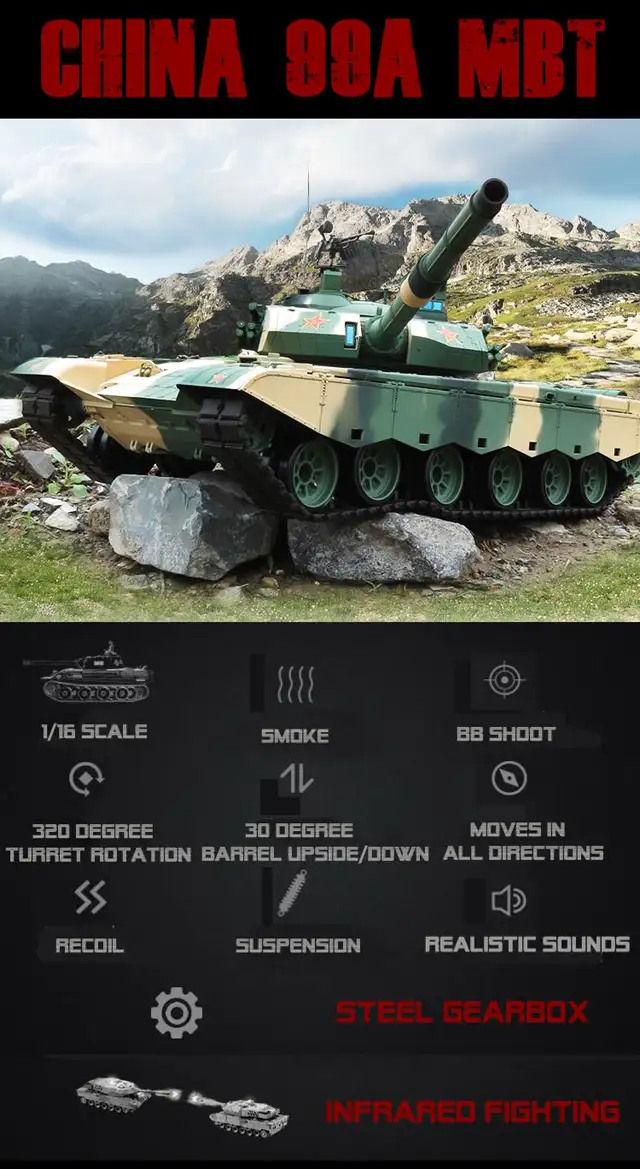 1/16 2.4G RC Henglong Smoke & Sound China 99A MBT Tank 3899A NEW in Hobbies & Crafts in City of Toronto - Image 2
