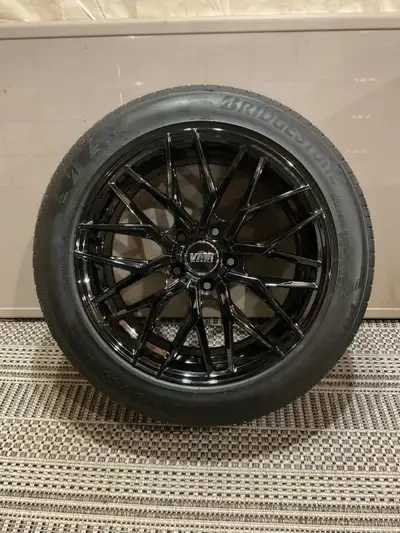 VMR 18x8 wheels, 5x4.75 GM bolt circle. Bridgestone Potenza 235/50R 18 tires. TPS and black lugs inc...