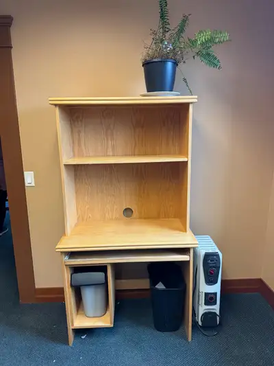 desk with attached shelf , View more