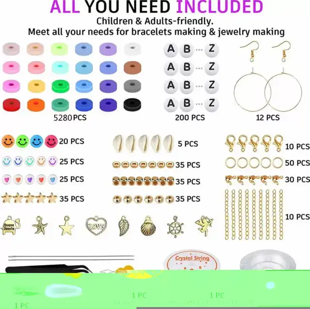 New 6000pcs Clay Beads Jewelry Making Kit For Adult, Kids 8+ in Hobbies & Crafts in Calgary - Image 7