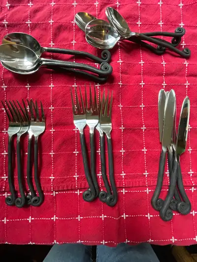 Gourmet Settings Flatware 4 Place Settings w/ Swirled Handles, View more