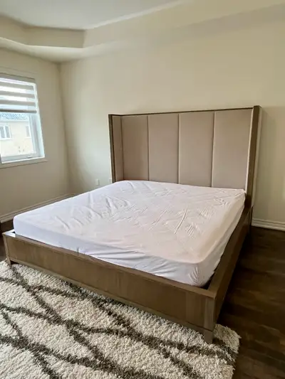 Luxury Brand from Leon’s Good condition King size bed for $400 now. Big king chest (same brand) $300...