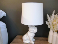 *SOLD* Pair of Whimsical French Bulldog Ceramic White Table Lamp