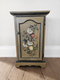 Green Wood Cabinet with painted flowers