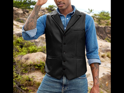 Men’s Leather And Polyester Lightweight Vest Waistcoat, View more