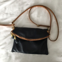 Navy crossbody leather bag genuine leather from Italy