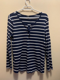 Navy blue striped long-sleeve shirt