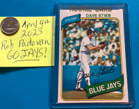 1980 Blue Jays Pitching Great Dave Stieb Topps Rookie Card + 9