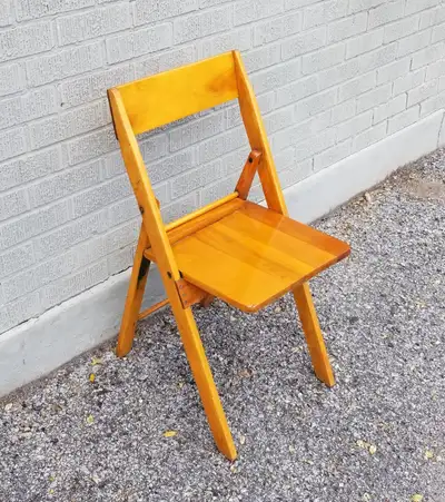 Vintage solid hardwood refinished folding deck chair c1950s, View more