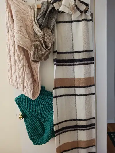 SCARVES/WRAPS $5-$10.  BANANA REPUBLIC plaid, 18 by 68 inches, $, View more