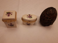 Faberge Type Egg and 2 Keepsake Trinket Boxes