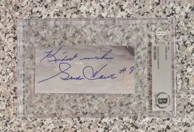 Gordie Howe Signed Cut Autograph With Inscription Beckett , View more