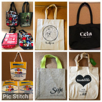 TOTE BAGS/LUNCH BAGS: NEVER USED.