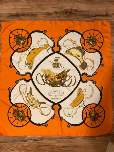 Authentic HERMES “Spring” silk scarf , View more
