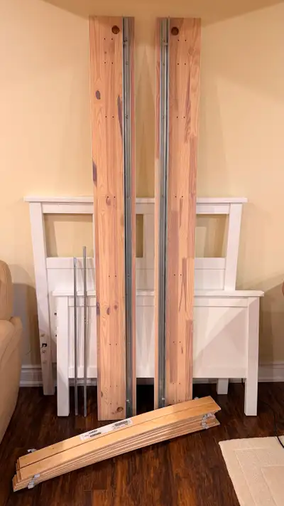 twin bed frame, white, headboard, footboard, slated bed base , View more