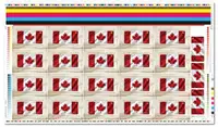 CANADA FLAG 50th ANNIVERSARY UNCUT PRESS SHEET