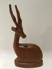 WOODEN SCULPTURE BOIS GAZELLE TECK TEAK VINTAGE RETRO MIDCENTURY