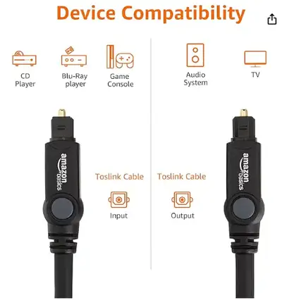 Digital Optical Audio Cable for Sound Bar, TV - 6 feet, View more