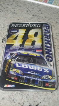 Jimmie Johnson Sign street parking NASCAR 48 Lowes Reserved