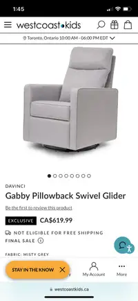 Gabby Pillowback Swivel Glider,