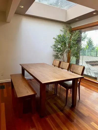 Crate & Barrel Basque Dining Set + Cane Chairs (RRP $4100), View more