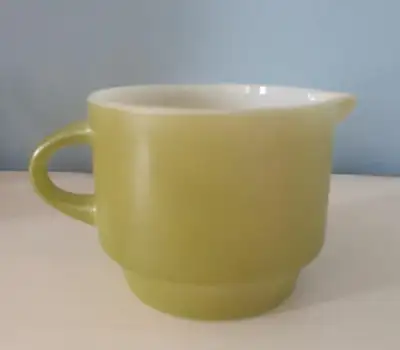 Vintage 1960's Anchor Hocking avocado green creamer, View more