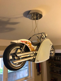Kid's Frosted Glass Motorcycle Ceiling Light