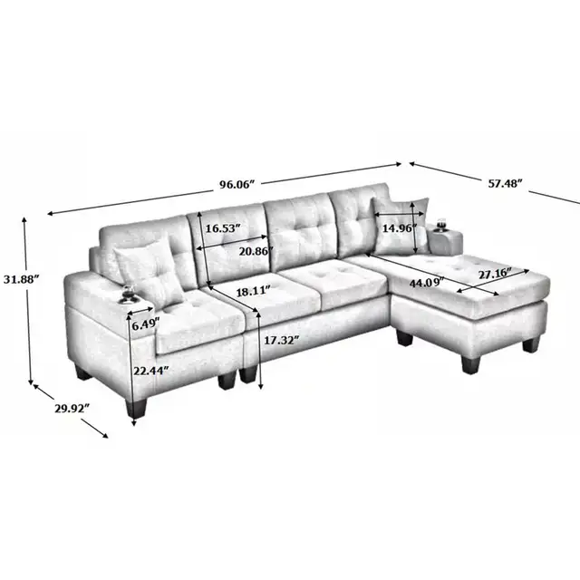 Urgent Sale Luxe Comfort Cup Holder Sectional Sofa Relaxation in Couches & Futons in Kingston - Image 4