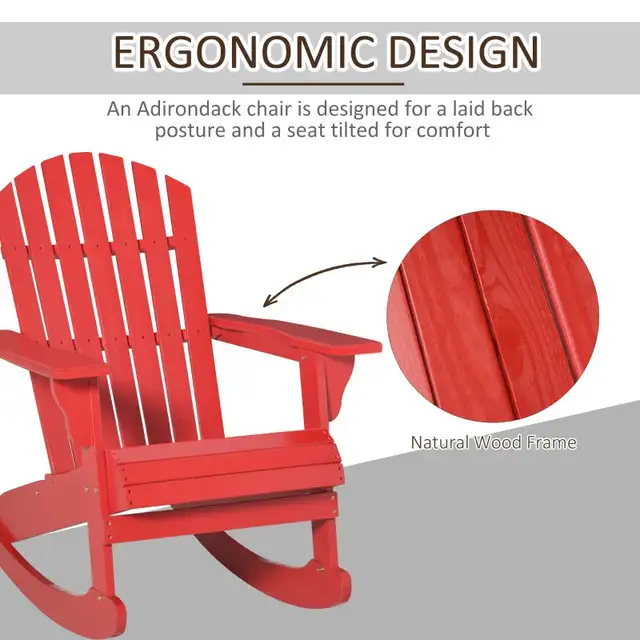 Outsunny Wooden Adirondack Rocking Muskoka Chair with Slatted Wo in Chairs & Recliners in Markham / York Region - Image 6